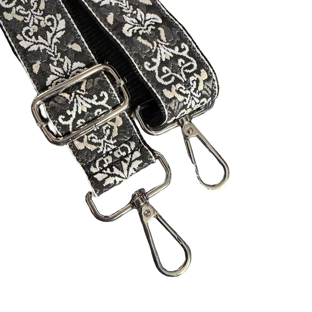 Dksongr Bag Strap Womens One Size Black Jacquard Floral Adjustable Crossbody